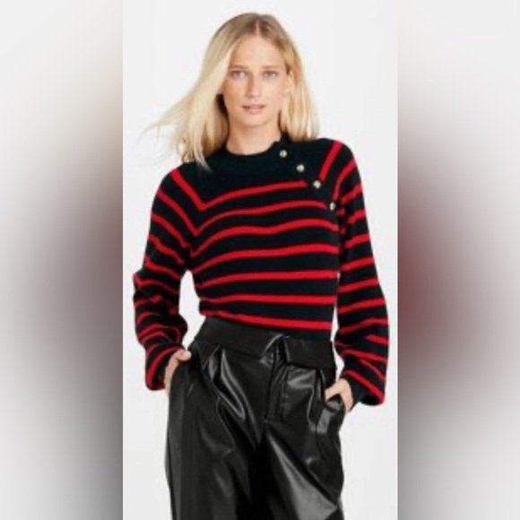 Who What Wear Red & Black Striped Sweater Women’s Size Large NWT - Picture 1 of 8